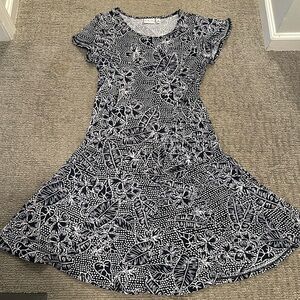 Kim Rogers Navy and White Princess Seams Dress in Medium.